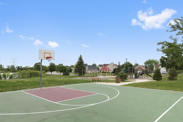 2911 Boone Ct, Joliet, IL 60435 - view of sport court featuring community basketball court, a yard, and a gazebo