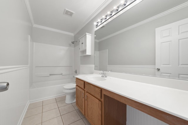 2911 Boone Ct, Joliet, IL 60435 - full bath with toilet, vanity, tile patterned flooring, a wainscoted wall, and  shower combination