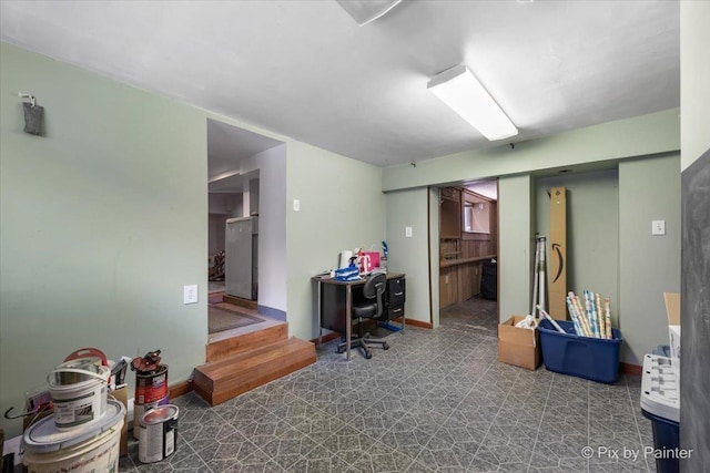 111 W N St, Plano, IL 60545 - office area featuring tile patterned floors and baseboards
