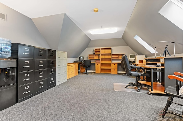 5272 Pineham Ct, Long Grove, IL 60047 - carpeted office featuring a skylight and vaulted ceiling