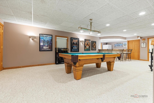 5272 Pineham Ct, Long Grove, IL 60047 - rec room featuring carpet, baseboards, pool table, bar, and recessed lighting