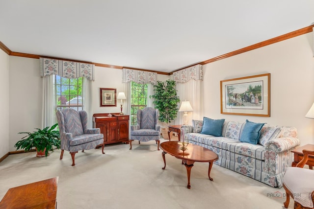 2872 Whispering Oaks Ct, Buffalo Grove, IL 60089 - living room with ornamental molding, carpet flooring, and baseboards