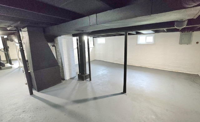 basement with electric panel