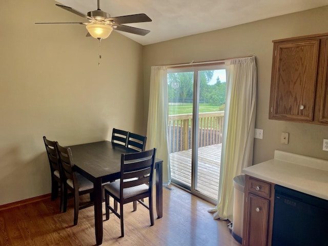 6760 N Summit Dr, Byron, IL 61010 - dining room with light wood-type flooring and ceiling fan
