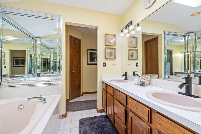 8340 W Monee Manhattan Rd, Monee, IL 60449 - full bathroom with tile patterned flooring, a garden tub, and double vanity