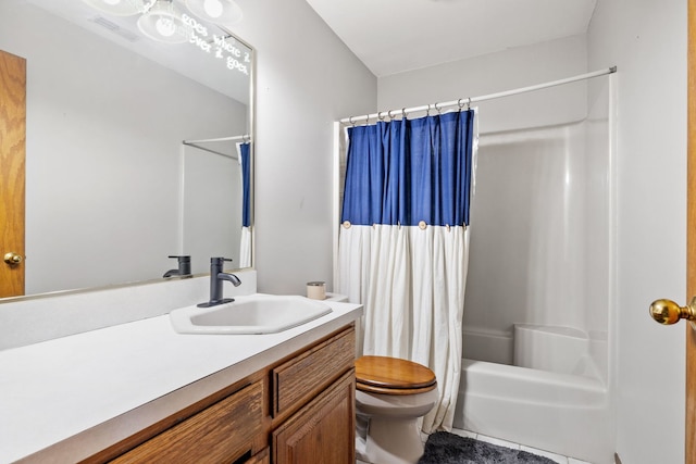 8340 W Monee Manhattan Rd, Monee, IL 60449 - full bath featuring vanity, shower / bathtub combination with curtain, and tile patterned floors