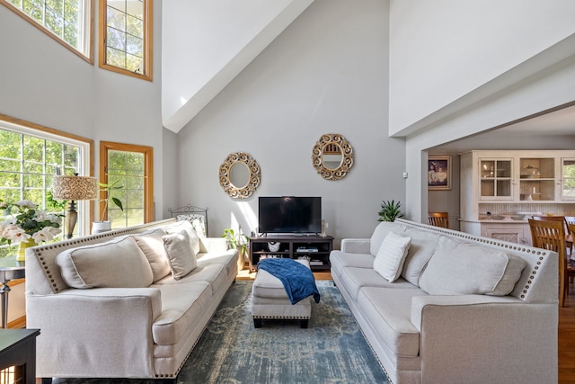 8340 W Monee Manhattan Rd, Monee, IL 60449 - living area featuring a high ceiling and wood finished floors