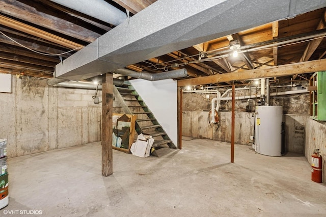 5207 Barnard Mill Rd, Ringwood, IL 60072 - unfinished basement with gas water heater and stairway