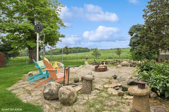 5207 Barnard Mill Rd, Ringwood, IL 60072 - view of yard with a fire pit and a view of rural / pastoral area