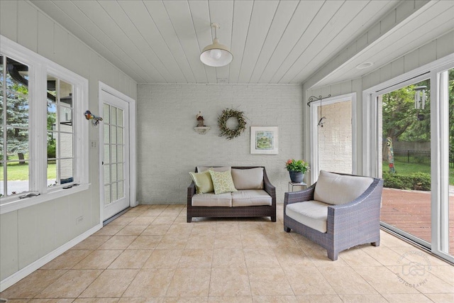 705 Meadows Rd, Geneva, IL 60134 - sunroom featuring french doors, tile patterned flooring, and wood ceiling