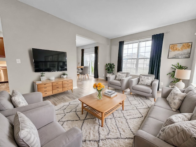 8506 Stillwater Rd, Wonder Lake, IL 60097 - living room featuring light wood-style floors and baseboards