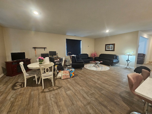 6321 Aspen Ln, Wonder Lake, IL 60097 - dining area featuring baseboards, wood finished floors, and recessed lighting