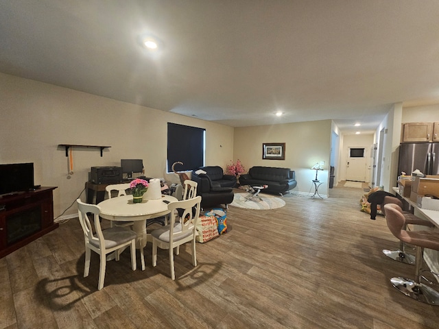 6321 Aspen Ln, Wonder Lake, IL 60097 - dining space with baseboards, wood finished floors, and recessed lighting