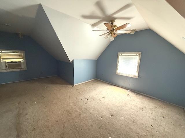 903 S Division Ave, Polo, IL 61064 - bonus room featuring lofted ceiling, a ceiling fan, carpet flooring, and cooling unit