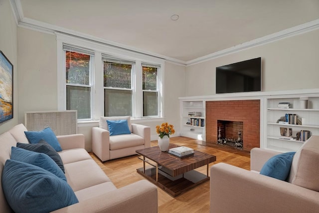 2749 N Hampden Ct Unit 1E, Chicago, IL 60614 - living area with ornamental molding, plenty of natural light, light wood finished floors, and a fireplace