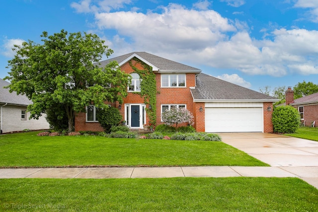 14822 S Eagle Ridge Dr, Homer Glen, IL 60491 - colonial-style house featuring concrete driveway, brick siding, an attached garage, and a front yard