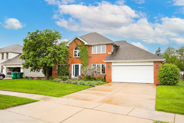 14822 S Eagle Ridge Dr, Homer Glen, IL 60491 - view of front facade featuring brick siding, a garage, concrete driveway, and a front yard