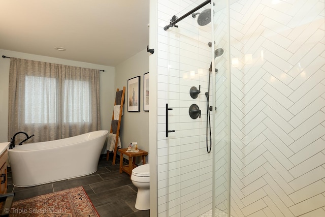 14822 S Eagle Ridge Dr, Homer Glen, IL 60491 - bathroom with a shower stall, a freestanding tub, and toilet