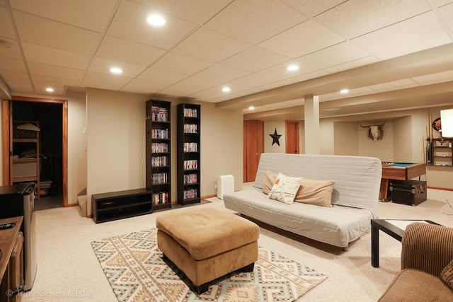 14822 S Eagle Ridge Dr, Homer Glen, IL 60491 - living room featuring carpet floors, baseboards, billiards, and recessed lighting