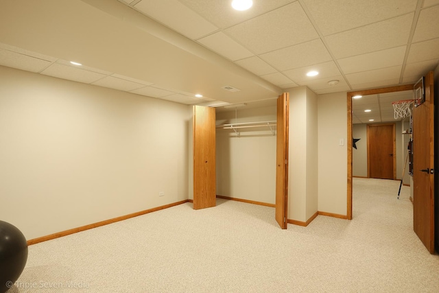 14822 S Eagle Ridge Dr, Homer Glen, IL 60491 - finished basement with carpet floors, baseboards, a drop ceiling, and recessed lighting