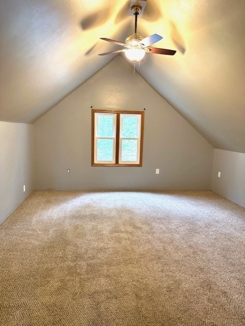 913 Academy St, Dixon, IL 61021 - bonus room featuring a ceiling fan, carpet flooring, and vaulted ceiling