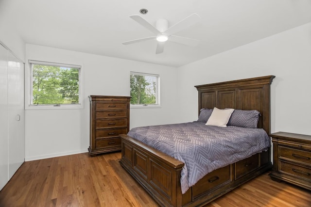 1203 Central St Unit C, Evanston, IL 60201 - bedroom with wood finished floors and ceiling fan
