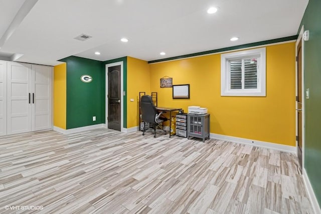 7146 S Oketo Ave, Bridgeview, IL 60455 - home office with baseboards, wood finished floors, and recessed lighting