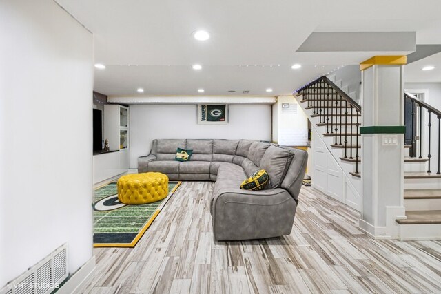 7146 S Oketo Ave, Bridgeview, IL 60455 - living area with stairway, recessed lighting, and light wood-type flooring