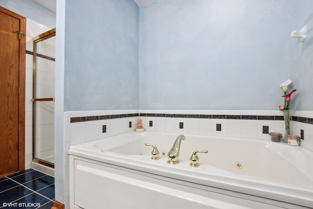 8806 175th St, Tinley Park, IL 60487 - full bathroom featuring a jetted tub, a stall shower, and tile patterned floors