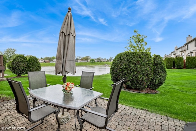 8806 175th St, Tinley Park, IL 60487 - view of patio with a water view and outdoor dining space