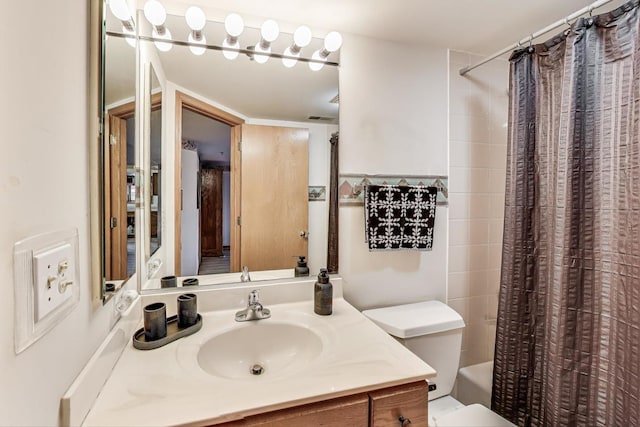1433 Perry St Unit 305, Des Plaines, IL 60016 - bathroom featuring vanity, shower / bathtub combination with curtain, and toilet
