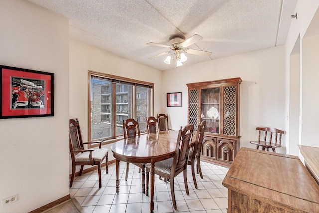 1433 Perry St Unit 305, Des Plaines, IL 60016 - dining area featuring ceiling fan, a textured ceiling, and light tile patterned flooring