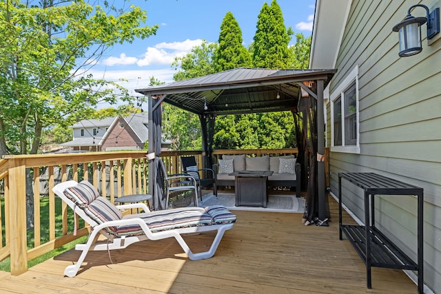 17336 65th Ave, Tinley Park, IL 60477 - wooden deck with an outdoor hangout area and a gazebo