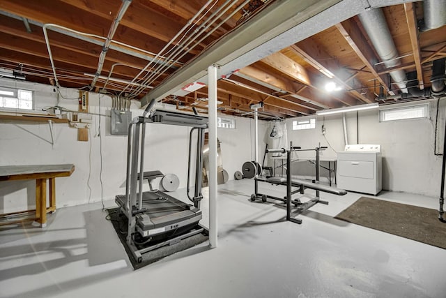 805 Highland Ave, Thornton, IL 60476 - exercise area featuring washer / dryer, plenty of natural light, and electric panel