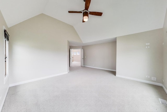 12354 S Blue Water Pkwy, Plainfield, IL 60585 - spare room with carpet flooring, ceiling fan, and lofted ceiling