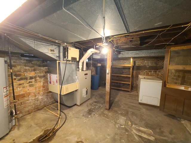 603 7th Ave, Sterling, IL 61081 - unfinished basement with water heater and fridge