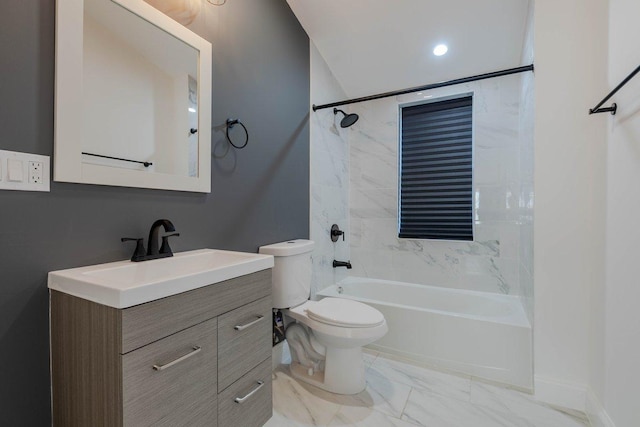 10017 S Indiana Ave, Chicago, IL 60628 - full bath featuring vanity, shower / bath combination, and marble finish flooring