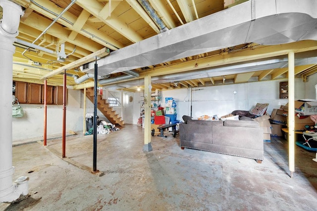 18006 Oakwood Ave, Lansing, IL 60438 - unfinished below grade area featuring stairs