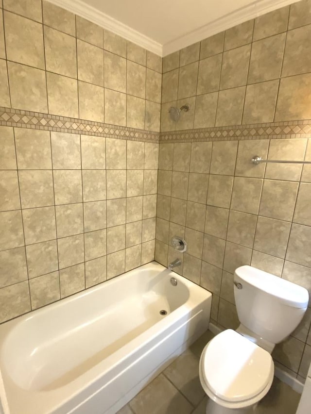 7413 Brookdale Dr Unit 103, Darien, IL 60561 - full bath with crown molding, toilet, and shower / washtub combination