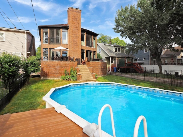 5843 N Oconto Ave, Chicago, IL 60631 - view of pool featuring stairs and a deck