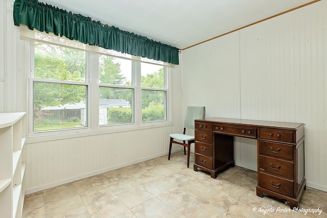 2618 Kashmiri Ave, Mchenry, IL 60050 - office space featuring wood walls, light stone finish floors, and baseboards