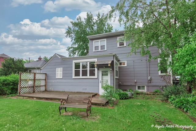 2618 Kashmiri Ave, Mchenry, IL 60050 - rear view of property with a lawn and a wooden deck