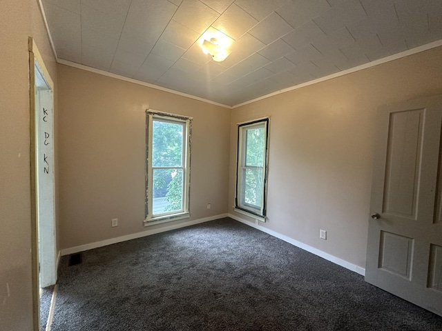 107 W S St, Morrison, IL 61270 - empty room with ornamental molding, dark carpet, and baseboards