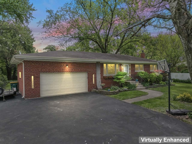 2N439 Bernice Ave, Glen Ellyn, IL 60137 - single story home featuring driveway, an attached garage, a chimney, and brick siding