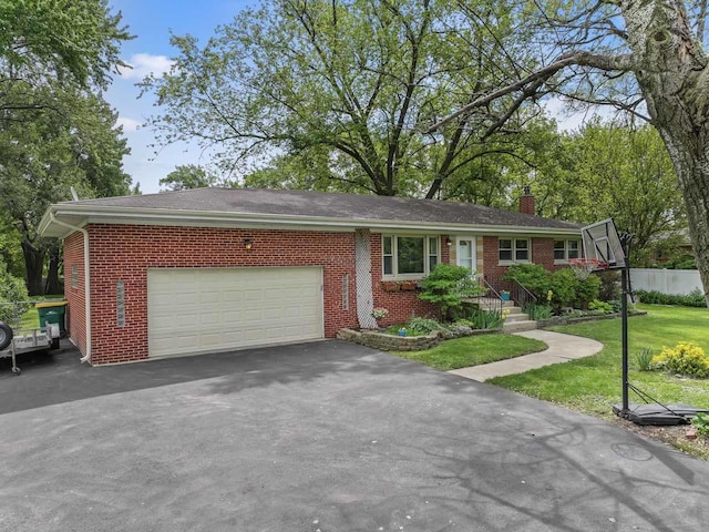 2N439 Bernice Ave, Glen Ellyn, IL 60137 - single story home featuring driveway, brick siding, a garage, and a chimney