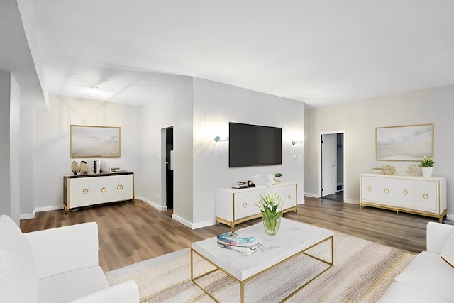 9009 Golf Rd Unit 1C, Des Plaines, IL 60016 - living room featuring wood finished floors and baseboards