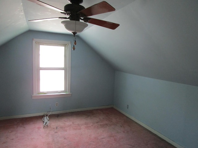 786 N Van Auken St, Elmhurst, IL 60126 - bonus room featuring vaulted ceiling, carpet floors, a ceiling fan, and baseboards