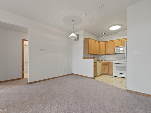 5417 S Melvina Ave Unit 203, Chicago, IL 60638 - kitchen with white appliances, light carpet, light countertops, and baseboards