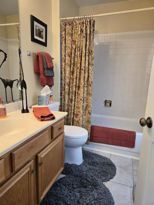 997 W Briarcliff Rd, Bolingbrook, IL 60440 - bathroom with vanity, shower / bathtub combination with curtain, and tile patterned floors