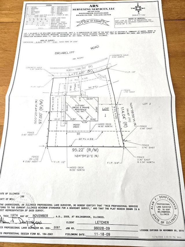997 W Briarcliff Rd, Bolingbrook, IL 60440 - survey map / technical document